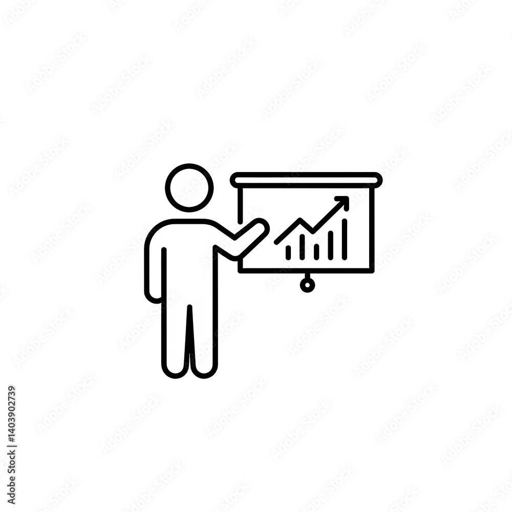 Person Presenting Growth Chart on Projection Screen Person Presenting Growth Chart on Projection Screen