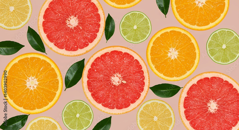 Citrus Fruits Background: Oranges, Grapefruit, Limes Citrus Fruits Background: Oranges, Grapefruit, Limes