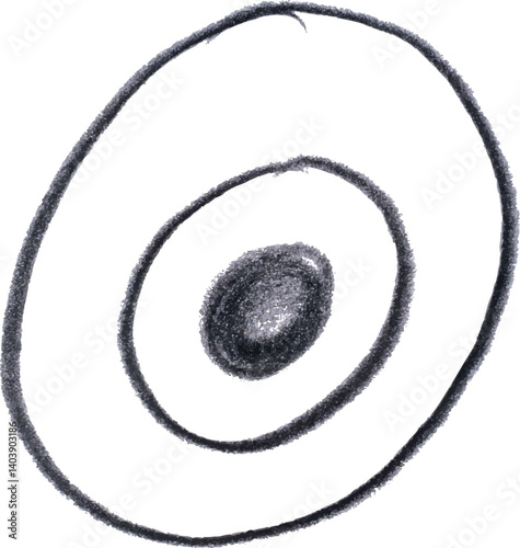Circles drawn with black marker on isolated background