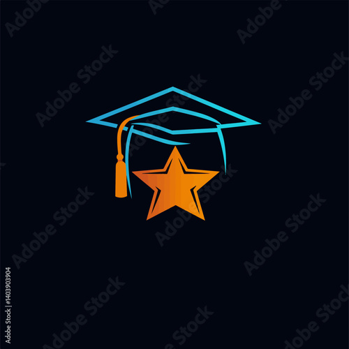 Simple graduation cap. Academic cap. University education hat illustration. Graduation concept symbol icon. Vector Illustration