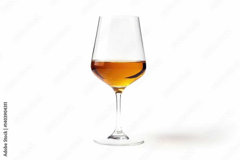 Serving Glass of Amber Liquid Against a Clean White Background Serving Glass of Amber Liquid Against a Clean White Background