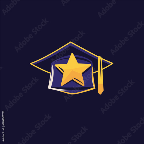 Simple graduation cap. Academic cap. University education hat illustration. Graduation concept symbol icon. Vector Illustration