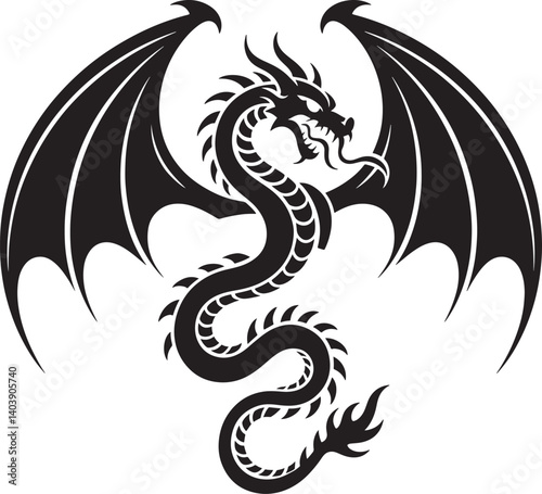 Wallpaper Mural Elegant dragon silhouette vector illustration isolated On Transparent Background Torontodigital.ca