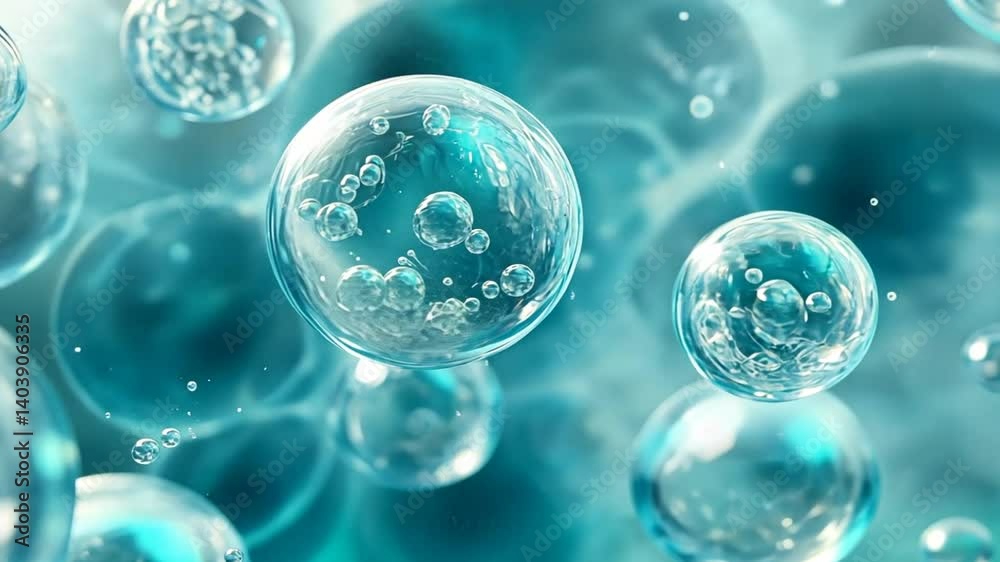 Abstract background of floating bubbles in shades of turquoise Abstract background of floating bubbles in shades of turquoise