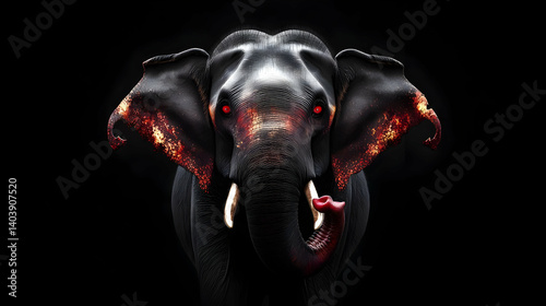 Fierce Elephant Portrait With Dramatic Lighting