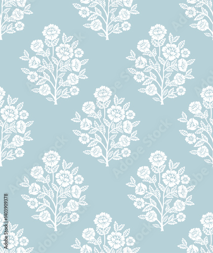 Seamless Damask Medallion Floral flower block print repeat vector pattern