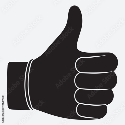 hand thumb up with five finger silhouette vector art illustration, hand with thumb up