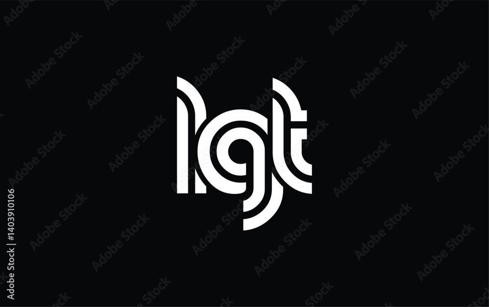 Fototapeta premium LGT Creative Unique Modern Letter Logo Design. Stylized logo featuring a unique letter design, presenting abstract minimalist aesthetics and modern appeal.