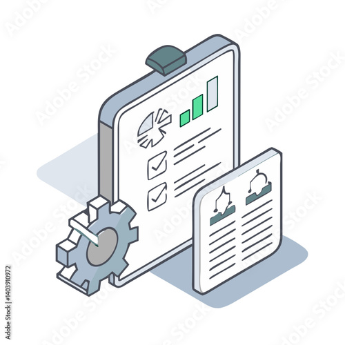 Business Plan Icon with Reports and Charts for Websites, Presentations, Infographics, Management Apps, and Corporate Materials