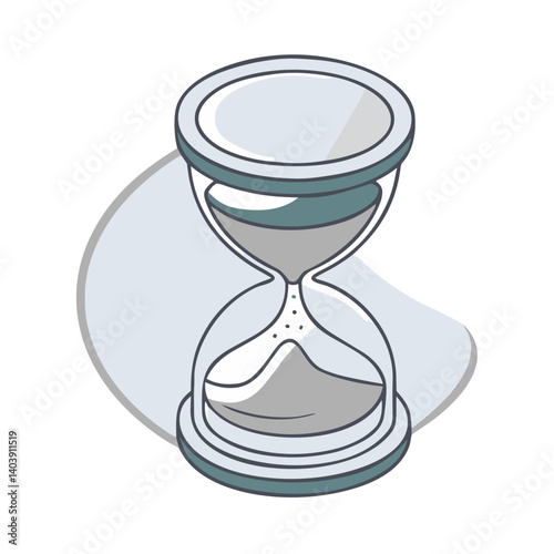 Isometric hourglass timer icon for time management apps, deadline notifications, waiting screens, productivity tools and business presentations