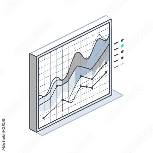 Line chart icon for financial analytics dashboards, business growth tracking, performance metrics displays, data visualization and reporting tools or presentations