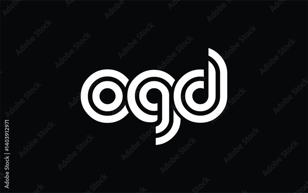 Obraz premium OGD Creative Unique Modern Letter Logo Design. Stylized logo featuring a unique letter design, presenting abstract minimalist aesthetics and modern appeal.