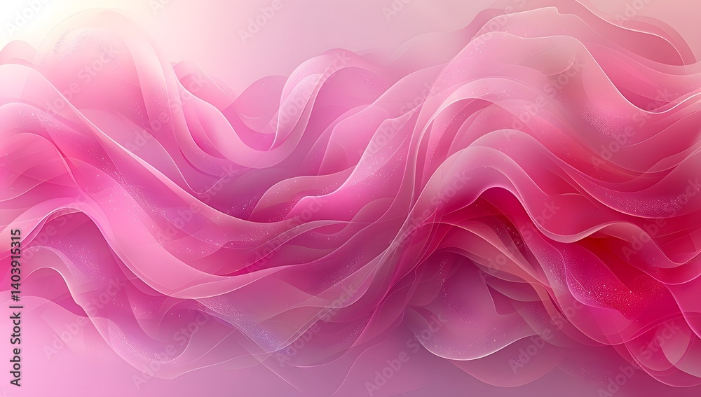 Fototapeta premium Flowing Pink Abstract Waves Background with Soft Light and Sparkles