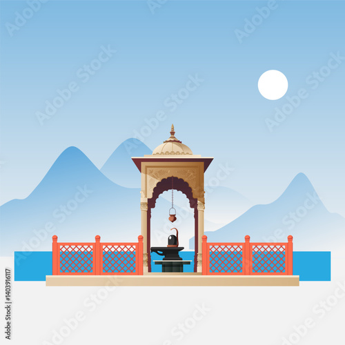 Shivling at Shree Maa Naina Devi Temple - Nainital - Stock Illustration