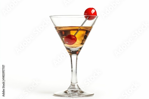 Wallpaper Mural Elegant Cocktail with Cherry Garnishes in Martini Glass on White Background Torontodigital.ca