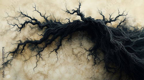 Black smoke effect texture generating a female portrait on a white background. Surrealistic creative resource image