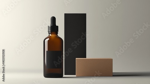 Supplement Amber Bottle and Box Mockup.