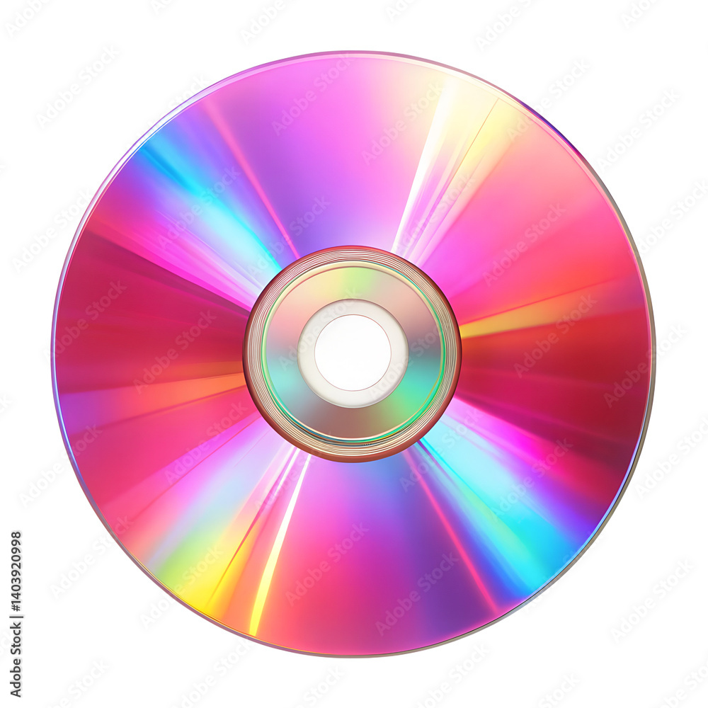 Compact disc iridescent media isolated on transparent background Compact disc iridescent media isolated on transparent background