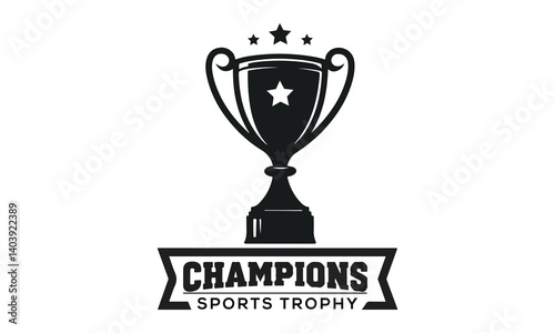 Champions Sports Trophy Silhouette Vector Logo