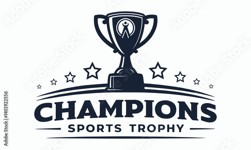 Champions Sports Trophy Silhouette Vector Logo