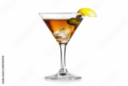 Wallpaper Mural Refreshing Manhattan Cocktail in Glass with Ice and Lemon Twist Torontodigital.ca