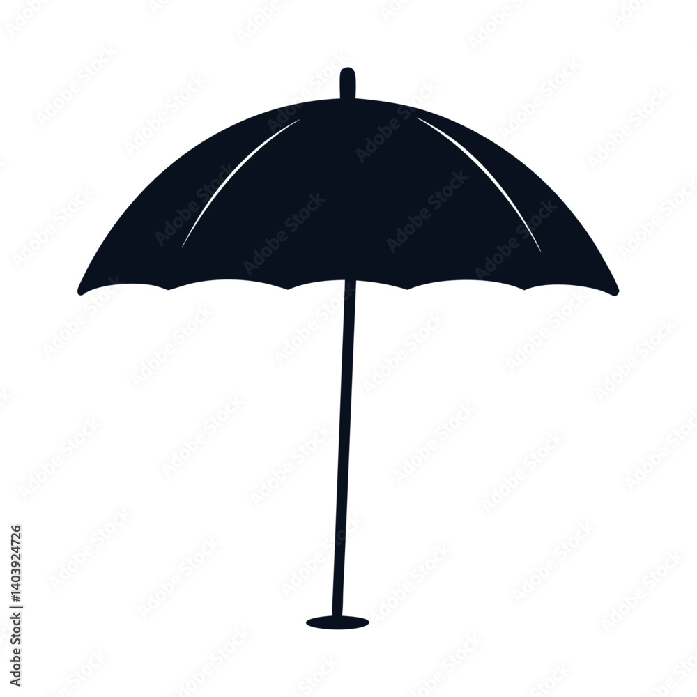 silhouette of a beach umbrella, simple curved canopy and pole silhouette of a beach umbrella, simple curved canopy and pole