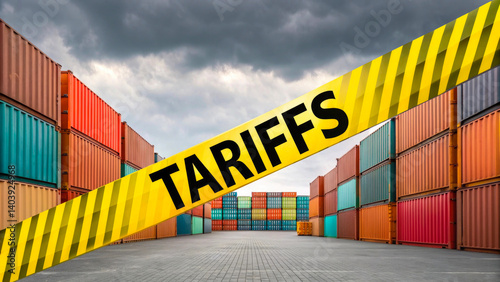 Tariff on international trade affecting import export container shipping and global supply chain logistics