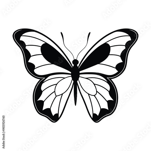 butterfly in nature line art on white background (1).eps