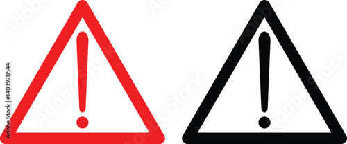 Caution alarm set, danger sign collection, attention vector icon, red and black fatal error message element, exclamation mark of warning attention icon, EPS10. Vector