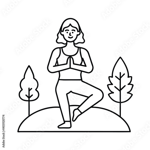 outdoor yoga session line art on white background (1).eps