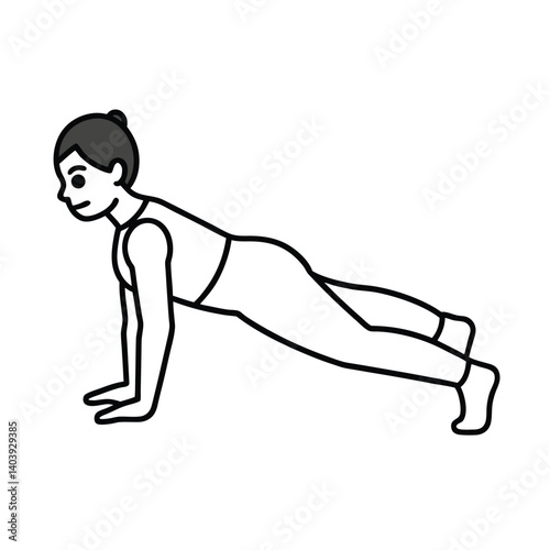 plank pose line art on white background.eps