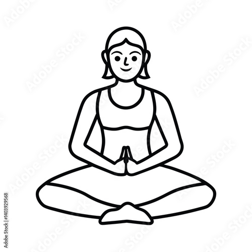 restorative yoga pose line art on white background.eps
