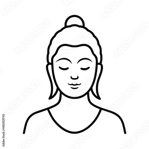 serene meditation face line art on white backgroun (1).eps