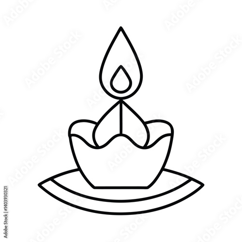 trataka meditation candle line art on white backgr (1).eps