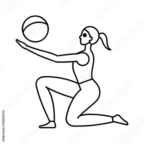 yoga flow with ball line art on white background (1).eps