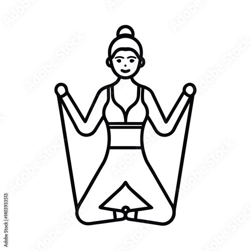 yoga with straps line art on white background.eps