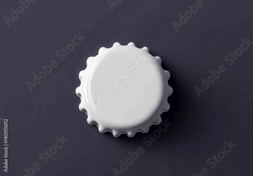 White bottle cap mockup on a dark background flat lay Blank whit,Mockup