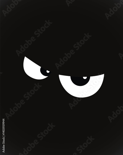 Angry eye with black background/ vector art