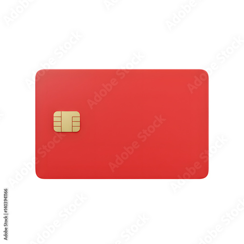 3D Render of a Red Credit or Debit Card with Chip