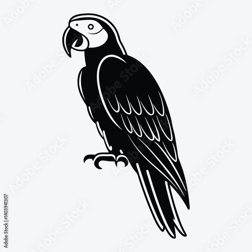 Amazon Parrot, Silhouette White background illustration, Generative Ai