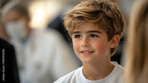 Portrait of a Young Boy with Freckles and Light Brown Hair