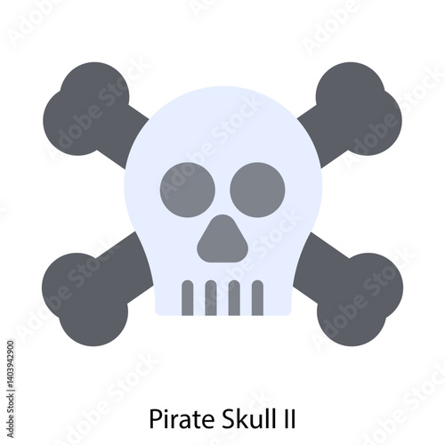 Pirate Skull II icon single vector illustration