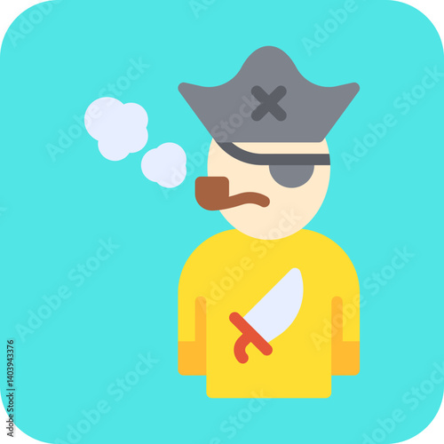 Pirate with Smoking Pipe icon single vector illustration
