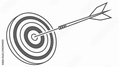 Target with Arrow – Goal Achievement, Precision, and Success Vector Illustration

