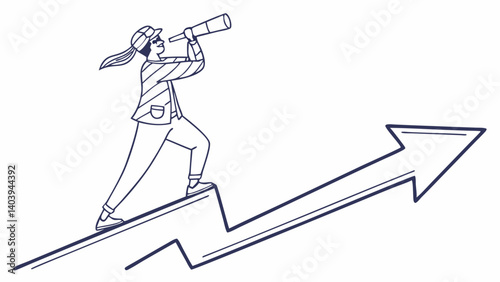 Businessman Running Up Arrow – Growth and Success Vector Illustration