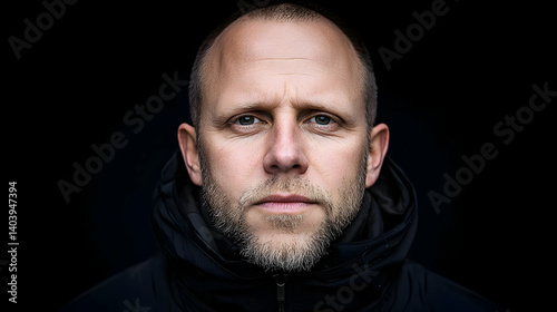 Close Up Portrait Of A Man With Water Droplets On His Face