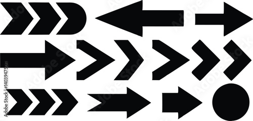 Bold Black Arrow Icons Set – Vector Direction Symbols for Design and Navigation