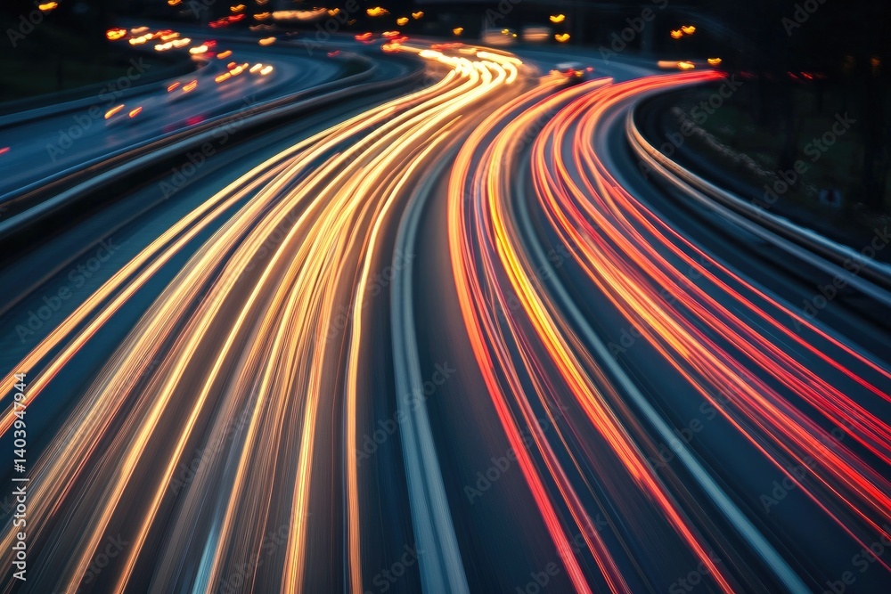 Obraz premium Night highway traffic light trails (2)