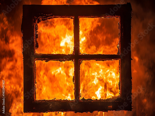 Window engulfed in flames