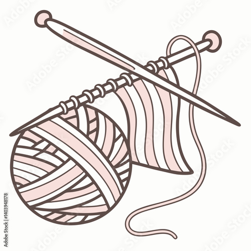 Watercolor style icon of a knitting project in progress on needles